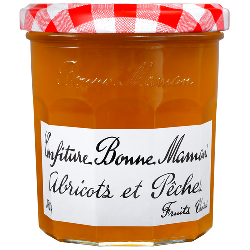 Confiture d'Abricots et Pêches Bonne Maman sur fond blanc - Bonne Maman - 1