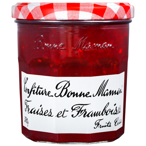 Confiture de Fraises et Framboises Bonne Maman sur fond blanc - Bonne Maman - 1